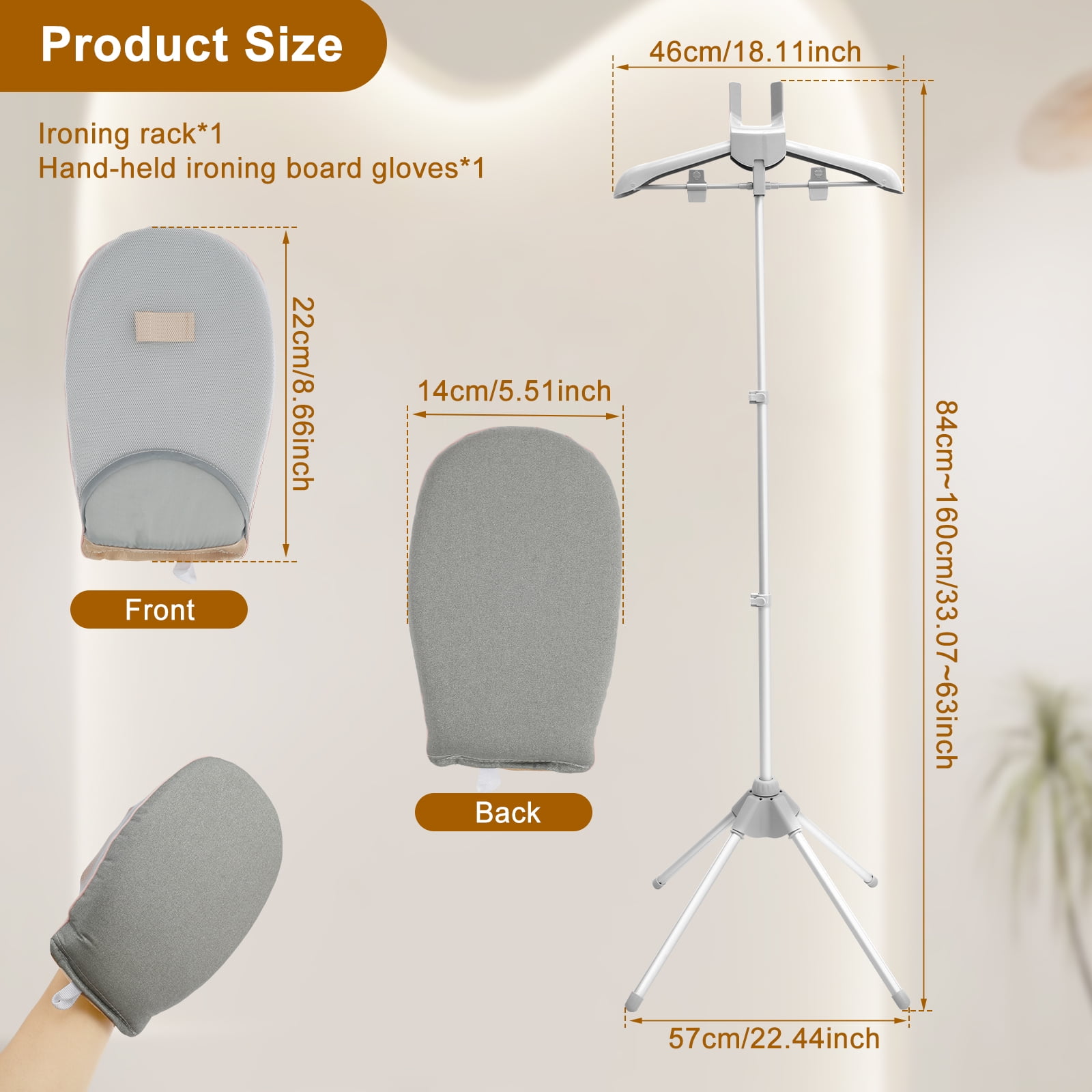 Steamer Clothes Rack With Ironing Glove Floor Standing Garment Steamer Stand Foldable Garment Steamer Rack Lightweight Adjustable Height Steamer Stand Rack for Steaming Clothes