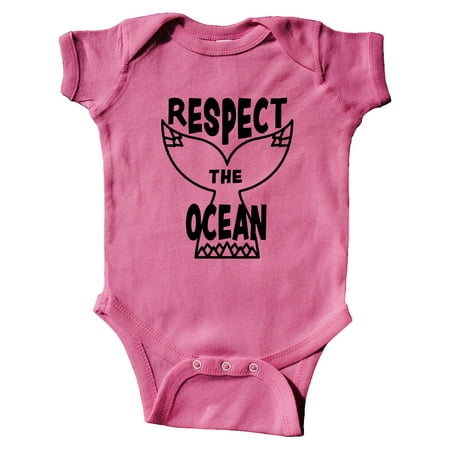 

Inktastic Respect The Ocean with Whale Tail Gift Baby Boy or Baby Girl Bodysuit
