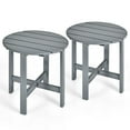 thumbnail image 1 of Gymax 2 PCS 18'' Patio Round Side End Coffee Table Wooden Slat Deck Grey, 1 of 10
