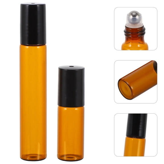 FUEENIRVA Refillable Roll On Bottles Glass Roller Bottles Brown 10Pcs
