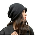 thumbnail image 5 of Xfvqtps Womens Beanie Knit Cuffed Solid Color Fashion Stretch Adjustable Drawstring Thick Windproof Coldproof Warm Outdoor Fall Winter Soft Skull Cap Black, 5 of 6