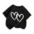 thumbnail image 2 of WhouRiu Big Girls' T Shirts Summer Short Sleeve Love Prints Loose Tees Tops Child Fashion Comfy Tops Black,Sizes 12-13, 2 of 4