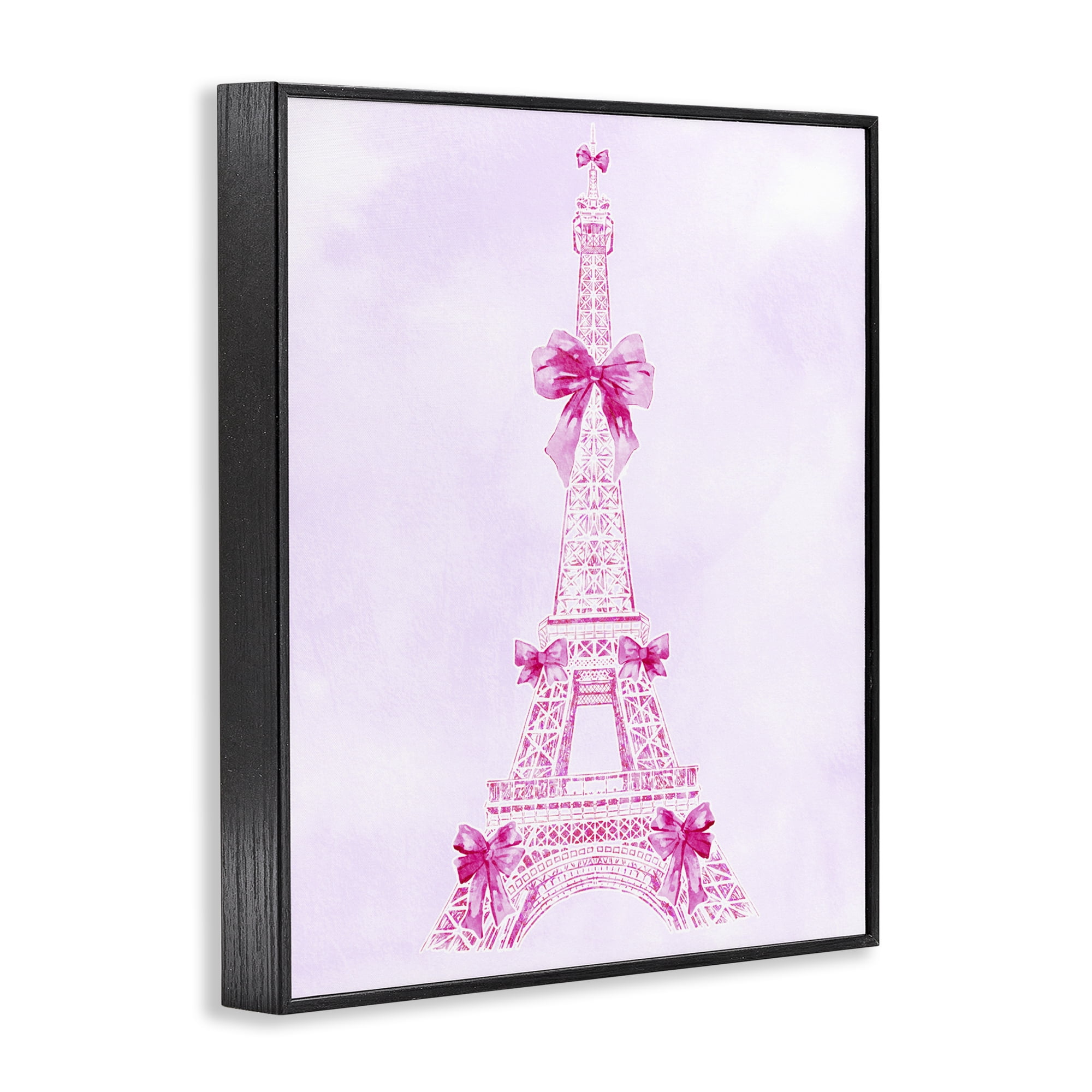 Stupell Industries Ribbon Bedecked Eiffel Tower Black Framed Giclee Art, design by Ziwei Li