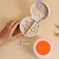 thumbnail image 5 of Yiaed Orange Scales Print Travel Jewelry Case Bridesmaid Gift Boxes Jewelry Travel Organizer Small Round Jewelry Box Mini Storage-Pink, 5 of 7