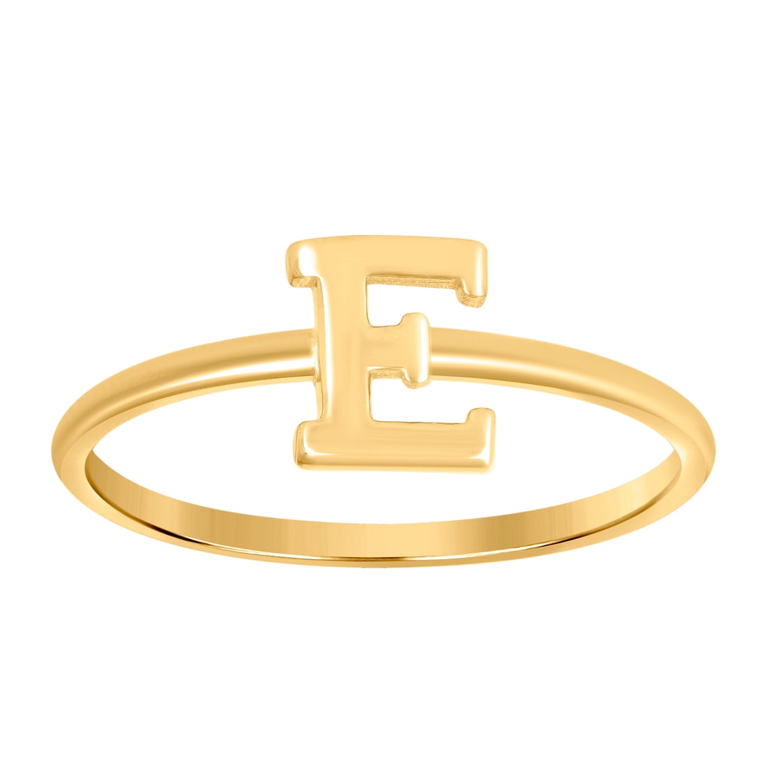 10k Yellow Gold Womens Letter Name Personalized Monogram Initial Alphabet E Ring 7.3x1.2mm Wide Ring for Women