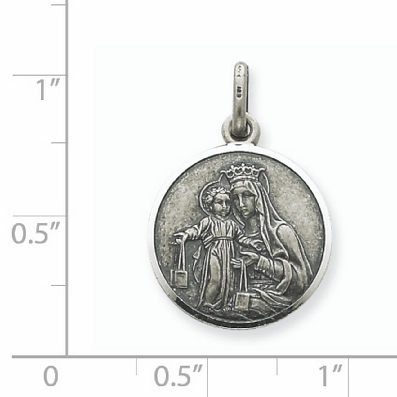 15mm x 25mm Solid 925 Sterling Silver Our Lady of Mount Carmel Medal