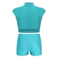 thumbnail image 2 of Alvivi Girls Gymnastics Dance Sports 2Pcs Outfits Sleeveless Crop Top with Booty Shorts Set Blue Green 10, 2 of 7