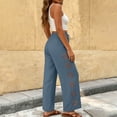 thumbnail image 3 of Maqroz Women's Drawstring Elastic Waist Wide Leg Pants Side Cutout Floral Detail Boho Casual Trousers Loose Summer Beach Pants Flowy Vacation Daily Outfit, 3 of 3