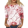 thumbnail image 2 of Womens Fall Shirts Halloween Crew Neck 3/4 Length Sleeve Pumpkin T-Shirts Thanksgiving Graphic Tee Tops, 2 of 7
