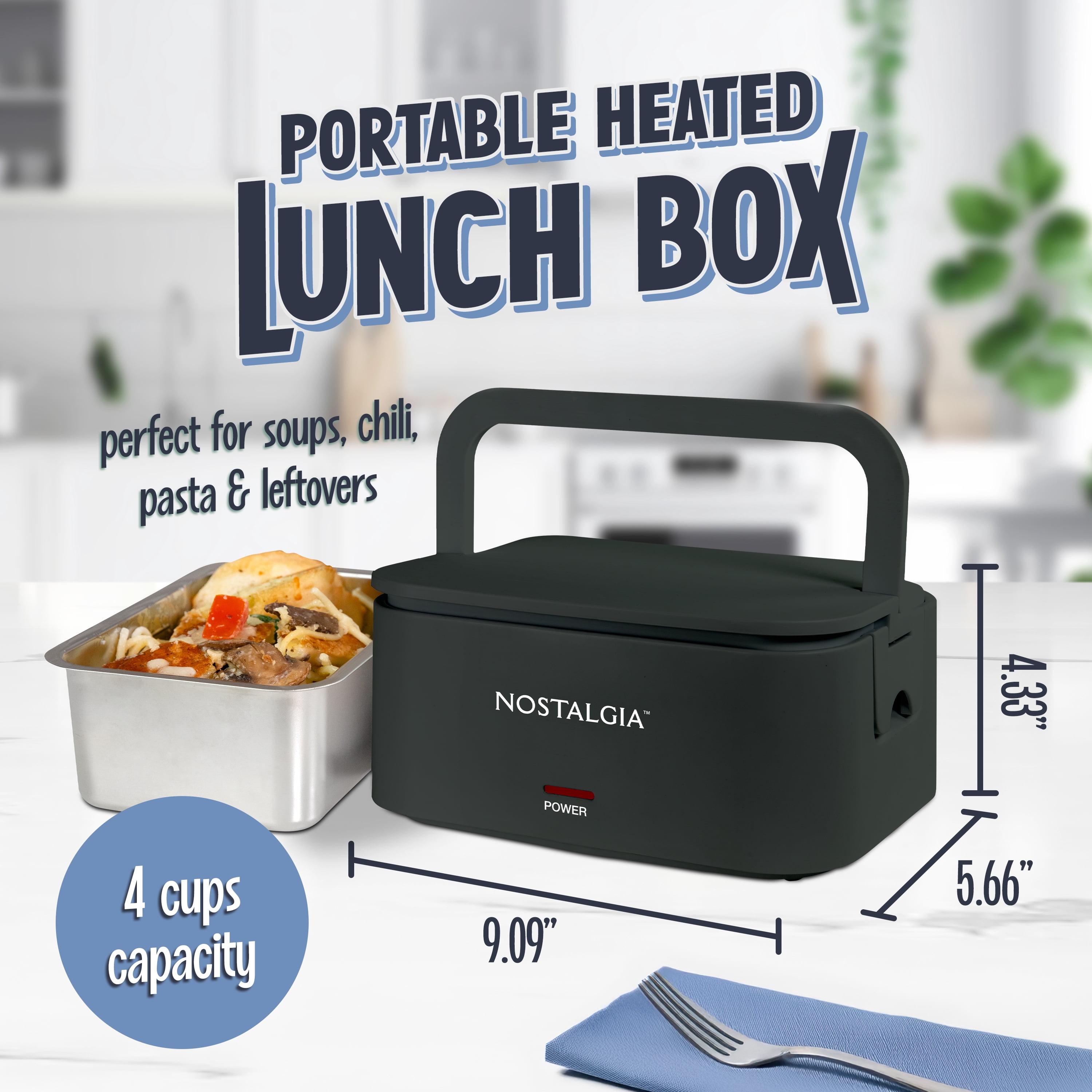 Nostalgia 32 oz. Portable Heated Lunch Box - Black