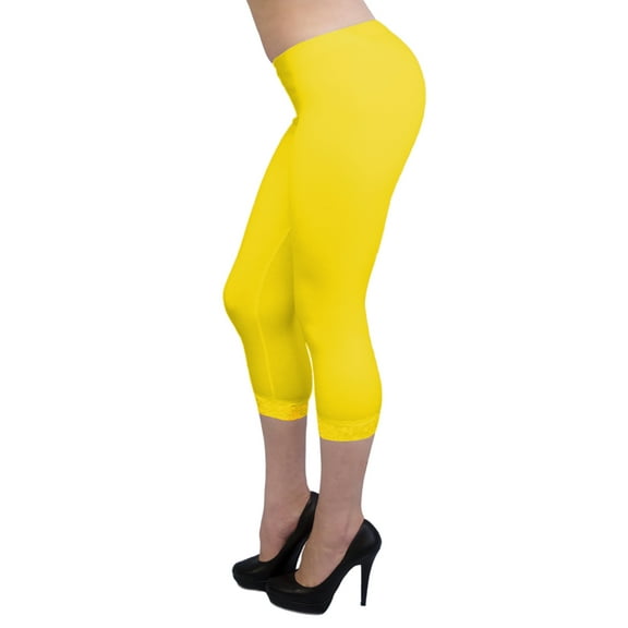 Vivian's Fashions Capri Leggings - Cotton, Lace (Misses and Misses Plus Sizes)