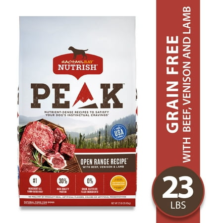 Rachael Ray Nutrish PEAK Natural Premium Grain Free Dry Dog Food, Open Range with Beef, Venison & Lamb, 23 lbs (Packaging May Vary)