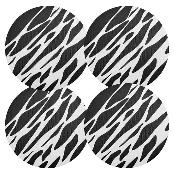 Ryvnso Zebra Black and White Round Plate Mats Dining Table Placemat Set of 4 for Holiday Decoration