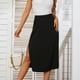 thumbnail image 3 of Falda Falda de color sólido que combina con todo el temperamento con abertura para el viajero Ygjytge para Mujer Negro T 20, 3 of 6
