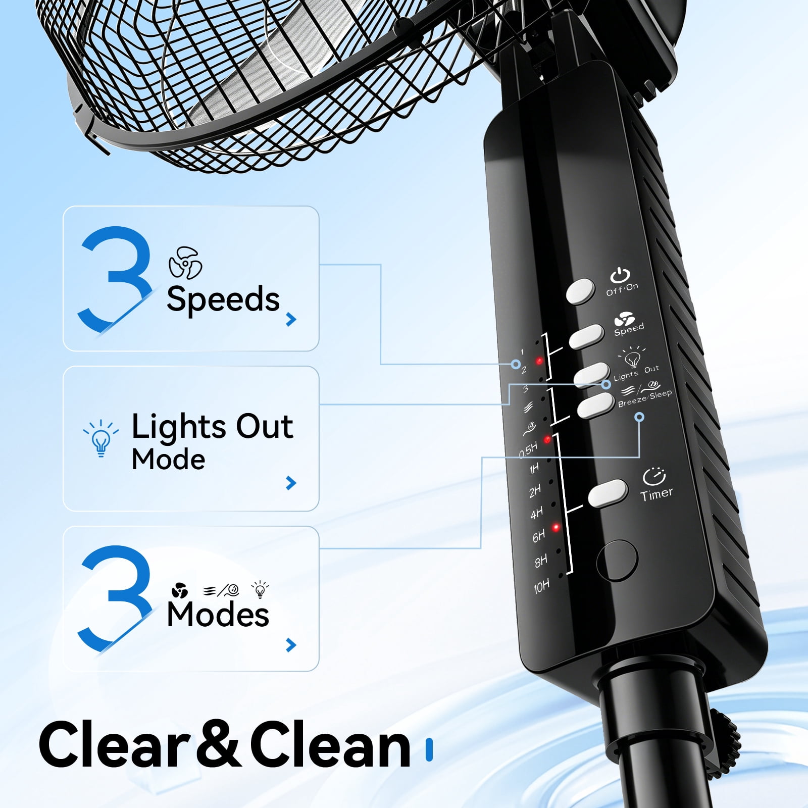 Goosiay 16" Oscillating Pedestal Fan with Remote Control, 10H Timer Stand up Fan, Ultra Quiet Fan for Bedroom Home Office