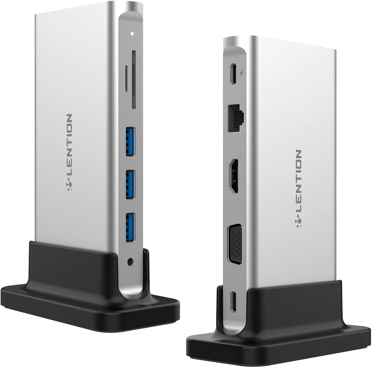 LENTION USB-C Docking Station – Mit 4K HDMI & VGA, Ethernet, 3x USB 3.0, Kartenleser, 100W Laden