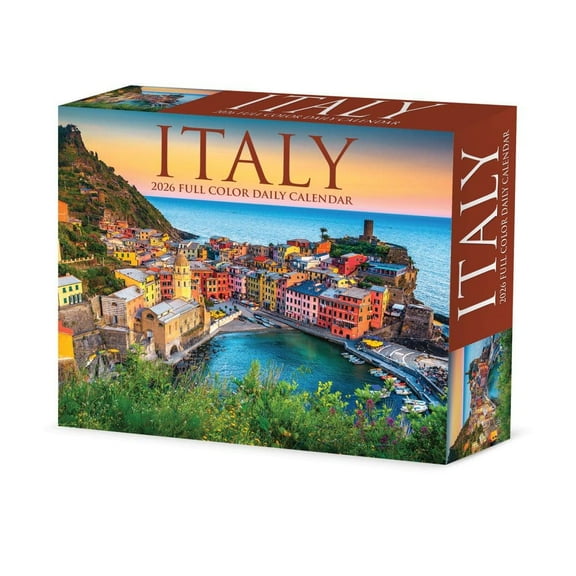 Willow Creek Press, Italy 2026 Desk Calendar, 6.18'' X 5.43'', Daily Calendar with Adhesive Binding
