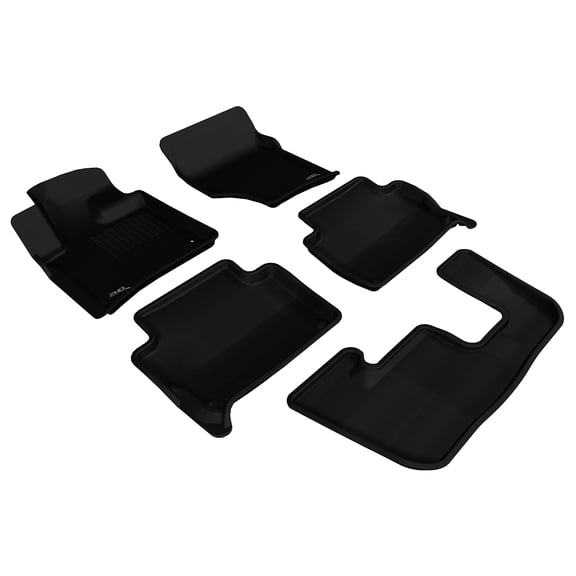 3D MAXpider - L1AD02601509 All-Weather Floor Mats for Audi Q7 (2nd Row Bench Seat) 2007-2015 Custom Fit Car Floor Liners, Kagu Series (1st, 2nd & 3rd Row, Black)