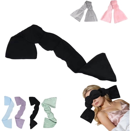 Weighted Sleep Mask with Beads – Relaxing Eye Cover for Travel & Home, Pressure Therapy Mask for Men & Women, Light Blocking & Stress Relief (1pcs-Black)