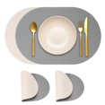 thumbnail image 1 of Conjuntos de 2 Manteles de Cuero Uxcell, Ovalados de Cuero PU Antideslizantes para Cocina y Comedor (Gris Oscuro/Beige), 1 of 7