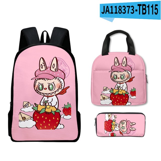 Mario School Backpack Travel Bag Three-piece Lunch Backpack Student Schoolbag Teen School Gift
