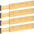 thumbnail image 1 of Drawer Divider 4 PCS Bamboo Drawer Dividers Organizers Adjustable Drawer Dividers for Clothes Kitchen Drawer Divider Dresser Drawer Divider Drawer Separators 12.9""-17"" Expandable Drawer Divide, 1 of 4