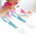 thumbnail image 4 of Baby Utensils Set, Rounded Tip Easy Clean Baby Fork Spoon Set Training Spoon with Case for Self Feeding for Infant Blue,Pink,Green, 4 of 7