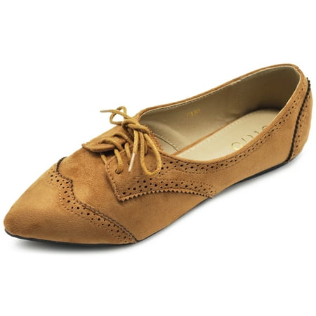 

Ollio Women s Shoes Faux Suede Flat Pointed Toe Oxford F1300
