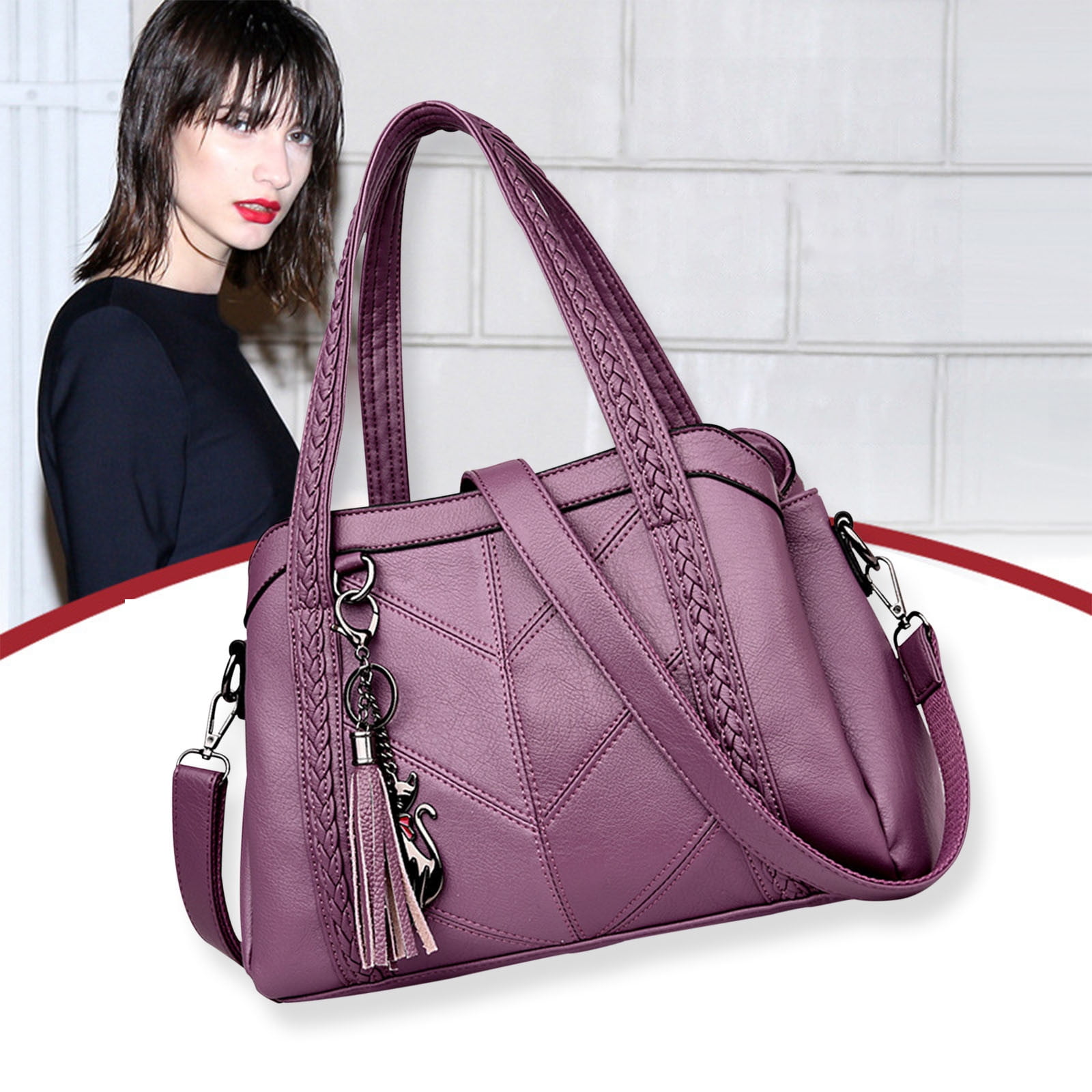 JeashCHAT Crossbody Bags for Women, Vintage Leather Purses and Handbags, Top Handle Satchel Messenger Tote Bag for Ladies, Large Capacity Multi Pocket Shoulder Bag