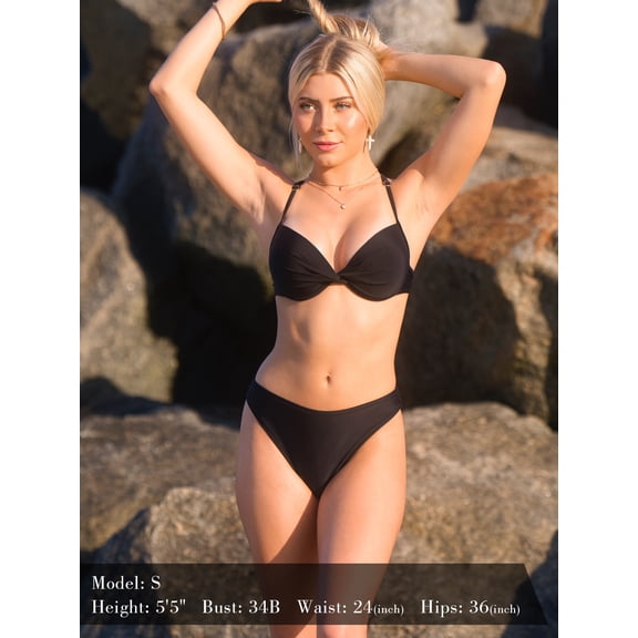 RELLECIGA Women's Cheeky Mid Waisted Swimsuit Bottoms High Cut Moderate Coverage Bikini Bottoms