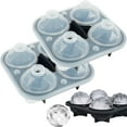 thumbnail image 1 of Large Ice Cube Molds Reusable 4 Grids  Ice Cube Tray with Lid Flexible Silicone Ice Ball Maker Molds Easy Release for Freezer Whiskey Cocktail Jelly Pudding, 1 of 11