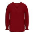 thumbnail image 4 of LEBONYARD Women's Fashion V-Neck Pullover Tops Casual Solid Colored Long Sleeved Slim Fit Chic Comfortable Fit Smooth Ladies Fall Outwear Blouse Tops, 4 of 8