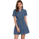 thumbnail image 1 of Vestido Camisero De Algodón Con Botones Para Mujer, Cuello Con Volantes, Dobladillo Con Cinturón, Manga Corta, Informal, Por Encima De La Rodilla, Camisero Azul marino S, 1 of 7