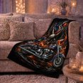 thumbnail image 6 of Bald Eagle Motorcycle American Flag Orange Flames Chrome Patriotic Ride Illustration Flannel Blanket For Motorcycle Fans Home Decor Warm Garage Living Room person's Day Gift, 6 of 9