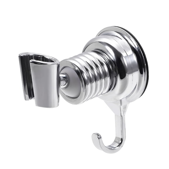 Uxcell Adjustable Suction Cup Wall Mount Handheld Head Holder with Hook ABS Silver Tone 1pcs