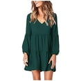 thumbnail image 1 of Vestido de manga larga Prolriy para mujer, vestido maxi con cuello en V para citas y fiestas, verde XXL, 1 of 7
