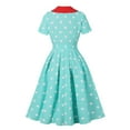 thumbnail image 4 of Daiosportswear Women'S 1950S Vintage Short Sleeves Notch Lapel Swing Dress,Women'S Short-Sleeved Dress Green S(S), 4 of 9
