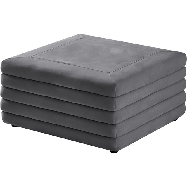 Meridian Furniture Pouf en Velours Gris Lorenzo