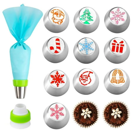 

Ksruee Christmas Piping Tips 12 Pcs Christmas Cupcake Nozzle Cake Icing Frosting Nozzle for Cupcake Cookie Cake Decoration Christmas Design durable