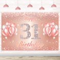 thumbnail image 1 of Fondo De Pancarta De Feliz Cumpleaños Número 31, Suministros De Decoración Para Fiesta De 31 Cumpleaños Para Mujeres O Hombres, Oro Rosa, 4 X 6 Pies, 1 of 5