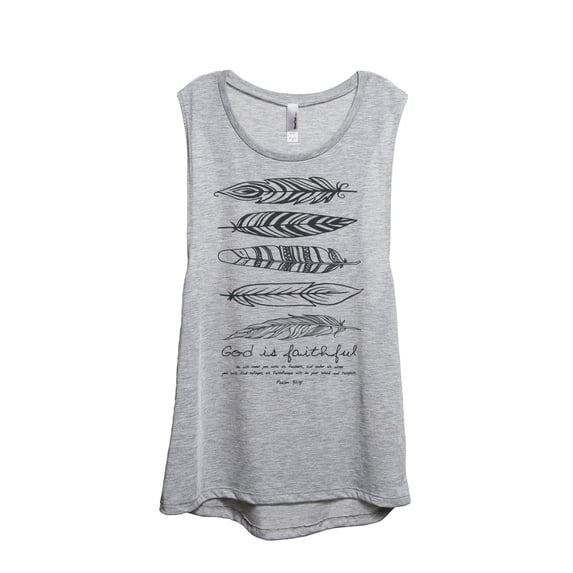 Thread Tank God Is Faithful Women's Sleeveless Muscle Tank Top Sport Grey X-Large