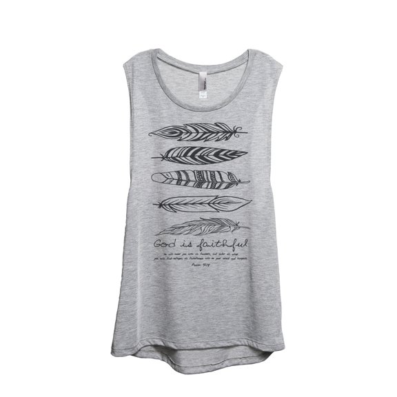 Thread Tank God Is Faithful Women's Sleeveless Muscle Tank Top Sport Grey Small
