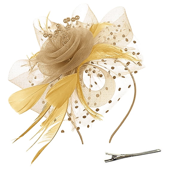 Harpily Womens Hats Fascinators Charming Floral Mesh and Ribbons Feather Hair Accessory Hat Multi-Color Fiber Headdress Vintage Style Headdress for Tea Party Cocktail Ball Wedding Church Events