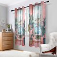 thumbnail image 2 of Yayeee Window Curtains Light Filtering 63"x42" Grommet Panel Pair Home Living Room Decor, Pink Boat, 2 of 7