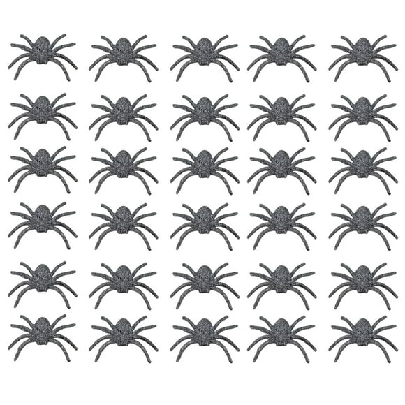 jesticaly 30Pcs Fine Glitter Spider Arachnid Multifunctional Halloween Decorations for Multiple Festival and Prank Party silver