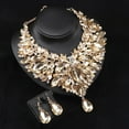 thumbnail image 2 of Fashion Women Bridal Choker Statement Crystal Teardrop Necklaces Earring Collar Boho Costume Jewelry Sets, 2 of 6