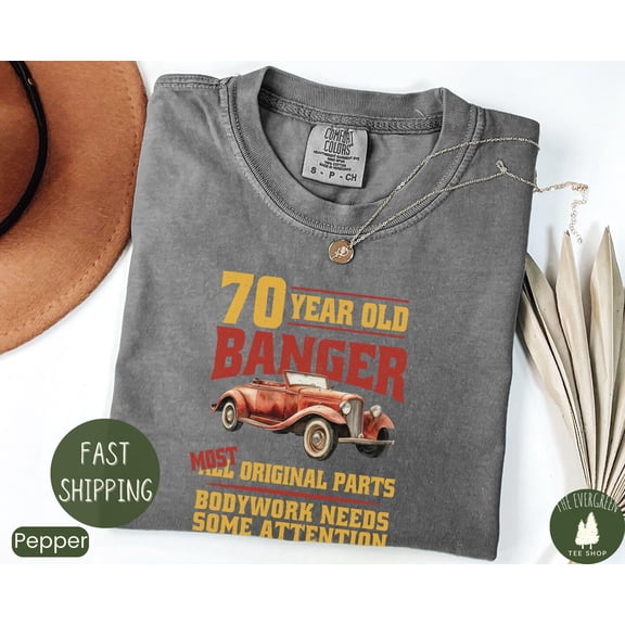 Velto Mens 70th Birthday Vintage Car Celebration Gift T-Shirt Graphic Fullsize S-5XL Shirt