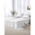 thumbnail image 5 of Purple Eucalyptus Leaves King Size Flat Sheet, Wrinkleproof & Fadeproof Cooling Flat Bed Sheet Only, Watercolor Botanical Summer Breathable Soft Bedding Top Sheets 105 x 98 Inches, 5 of 8