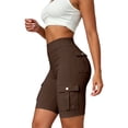 thumbnail image 5 of Women Workout Biker Shorts with Cargo Pockets Butt Lifting High Waisted Tummy Control Short Leggings, L, 5 of 5