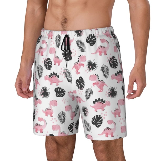 Fotbe Cute Dinosaur Traje de Baño para Hombre – Shorts de Natación de Secado Rápido con Forro y Bolsillos-X-Large